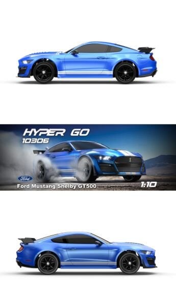 MJX 1/10 Ford Mustang Shelby GT500 10306 Hyper GO 4x4 Fırçasız (Brushless) Motor ve Escli, 2.4 Ghz. Uzaktan Kumandalı On-Road Araç 3S Li-po Versiyon + 4 Adet Yedek Lastik