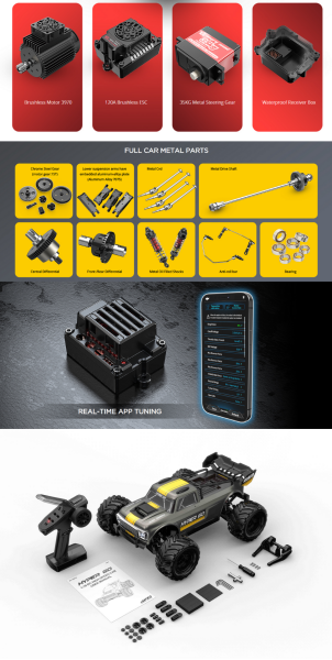MJX 1/10 10210 Hyper GO 4x4 Fırçasız (Brushless) Motor ve Escli, Su Geçirmez (Waterproof) 2.4 Ghz. Uzaktan Kumandalı Arazi Aracı
