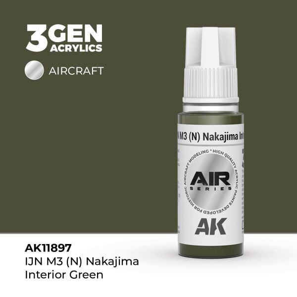 AK 11897 17 ml. IJN M3 (N) Nakajima Interior Green, Aircraft Serisi 3GEN Akrilik Model Boyası