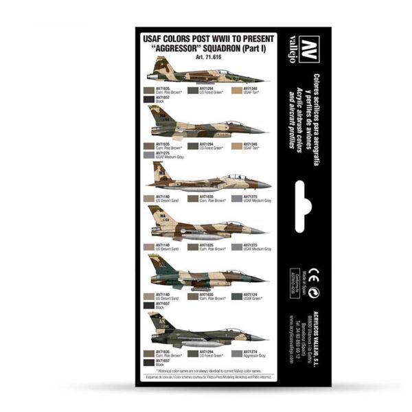 Vallejo 71616 8x18 ml. USAF Colors post WWII to present Aggressor Squadron Part I, Model Air Serisi Model Boyası Seti