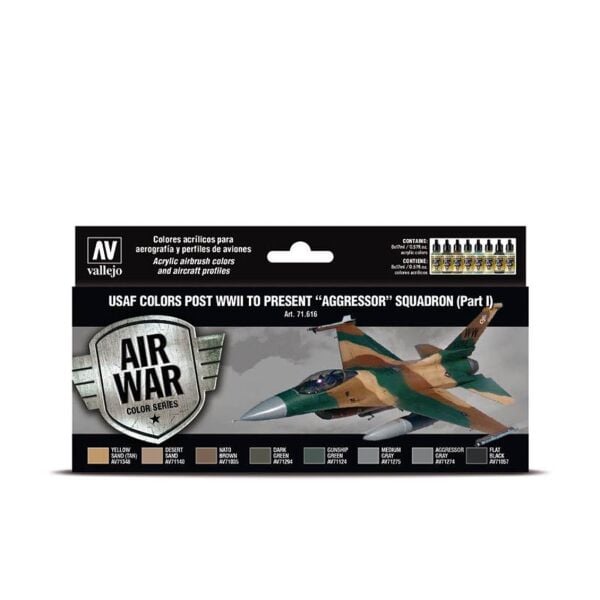 Vallejo 71616 8x18 ml. USAF Colors post WWII to present Aggressor Squadron Part I, Model Air Serisi Model Boyası Seti