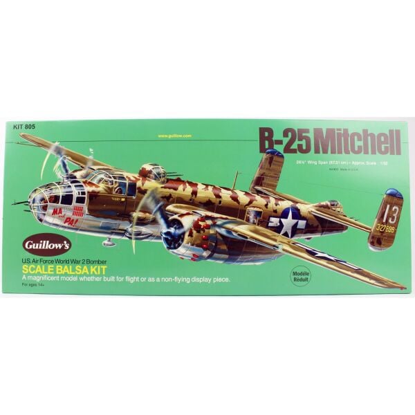 Guillow's 805 1/32 Ölçek, B25 Mitchell, 70cm, Balsa, Serbest Uçuş Model Kiti
