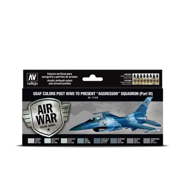 Vallejo 71618 8x18 ml. USAF Colors post WWII to present Aggressor Squadron Part III, Model Air Serisi Model Boyası Seti