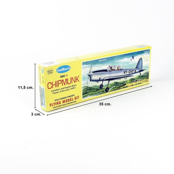 Guillow's 903 1/24 Ölçek, Chipmunk, 43cm, Balsa, Serbest Uçuş Model Kiti