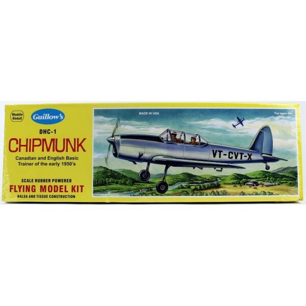 Guillow's 903 1/24 Ölçek, Chipmunk, 43cm, Balsa, Serbest Uçuş Model Kiti