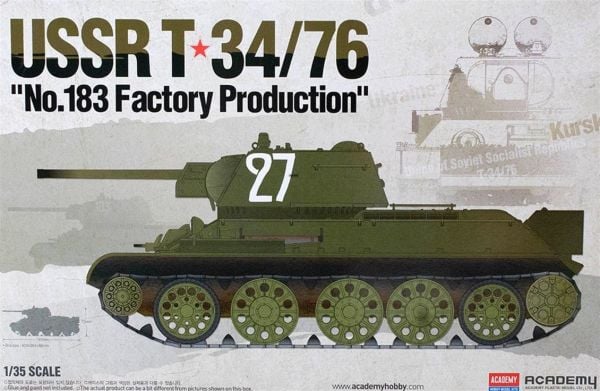 Academy 13505 1/35 Ölçek, Sovyet T-34/76 NO.183 Factory Product Tankı, Plastik Model kiti
