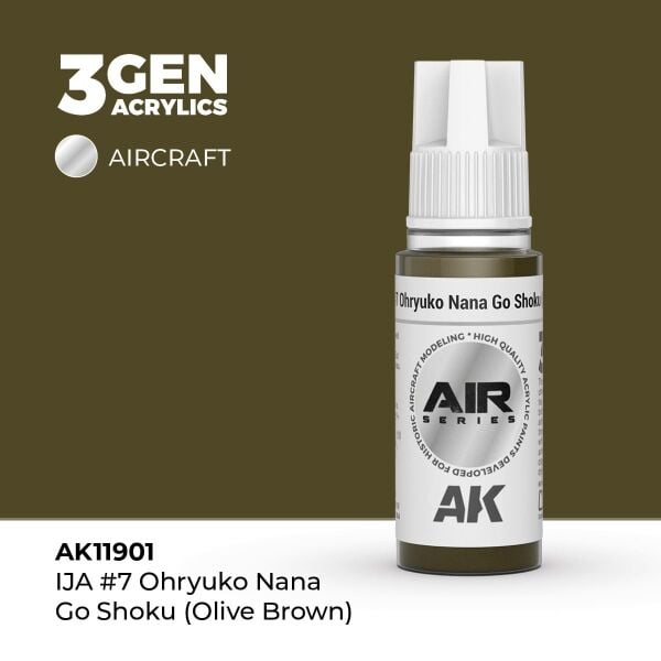 AK 11901 17 ml. IJA #7 Ohryuko Nana Go Shoku (Olive Brown), Aircraft Serisi 3GEN Akrilik Model Boyası