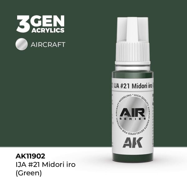 AK 11902 17 ml. IJA #21 Midori iro (Green), Aircraft Serisi 3GEN Akrilik Model Boyası