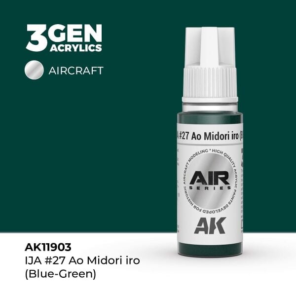 AK 11903 17 ml. IJA #27 Ao Midori iro (Blue-Green), Aircraft Serisi 3GEN Akrilik Model Boyası