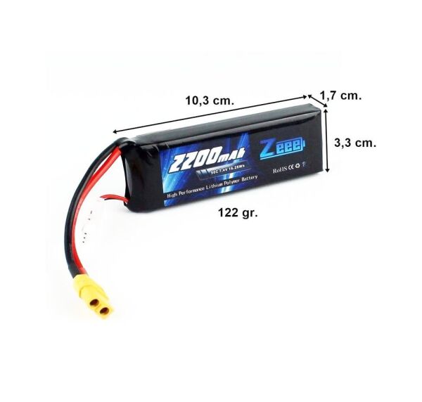 Zeee Power 7.4V 2200 mAh 50C Li-Polymer Pil