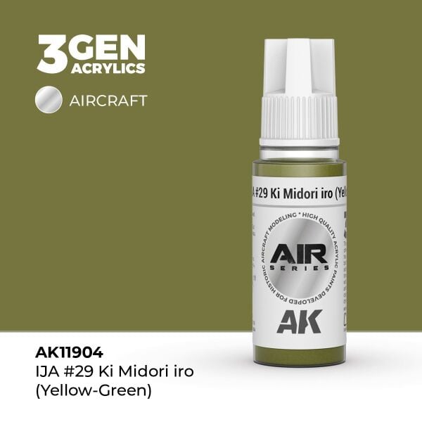 AK 11904 17 ml. IJA #29 Ki Midori iro (Yellow-Green), Aircraft Serisi 3GEN Akrilik Model Boyası