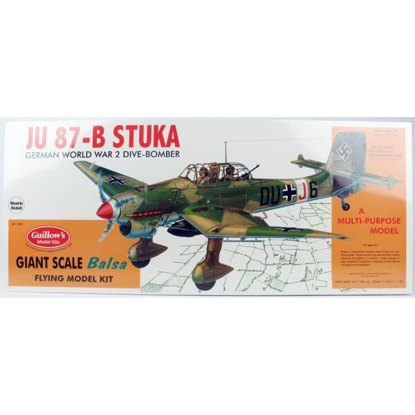 Guillow's 1002 1/16 Ölçek, Stuka, 88cm, Balsa, Serbest Uçuş Model Kiti