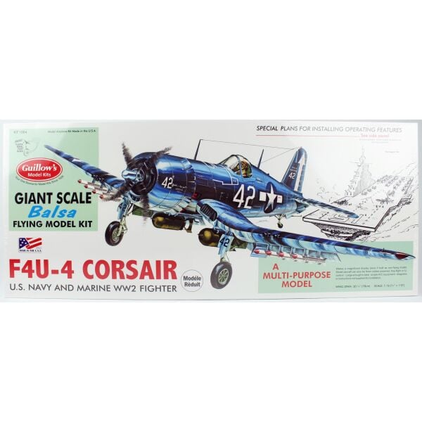 Guillow's 1004 1/16 Ölçek, Corsair, 77cm, Balsa, Serbest Uçuş Model Kiti
