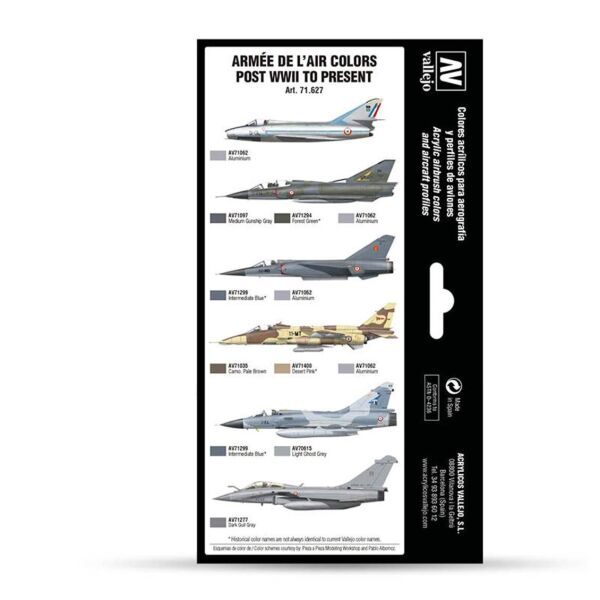 Vallejo 71627 8x18 ml. Armée de l'Air Colors post WWII to present, Model Air Serisi Model Boyası Seti