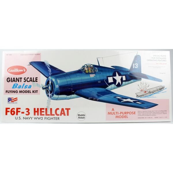 Guillow's 1005 1/16 Ölçek, Hellcat, 83cm, Balsa, Serbest Uçuş Model Kiti
