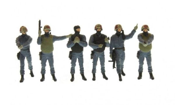 Preiser 10446 1/87 Ölçek, CSG 9 Özel Tim polisleri, Boyanmış Plastik Figürleri, 6 Adet