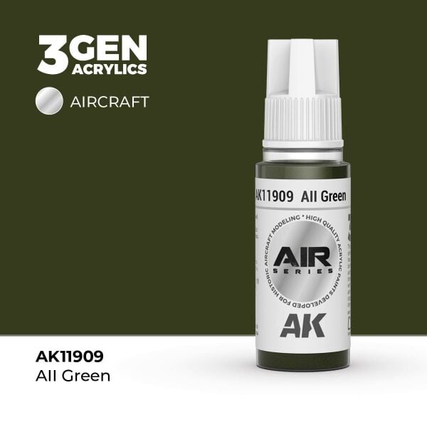 AK 11909 17 ml. AII Green, Aircraft Serisi 3GEN Akrilik Model Boyası