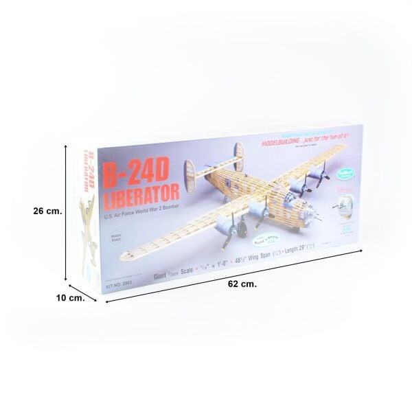 Guillow's 2003 1/28 Ölçek, B-24D Liberator, 123cm, Balsa, Serbest Uçuş Model Kiti