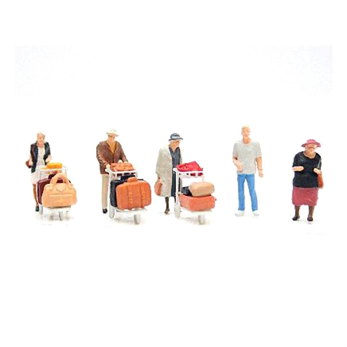 Preiser 10459 1/87 Ölçek, Yolcular ve Bagajları, Boyanmış Plastik Figürleri, 6 Adet