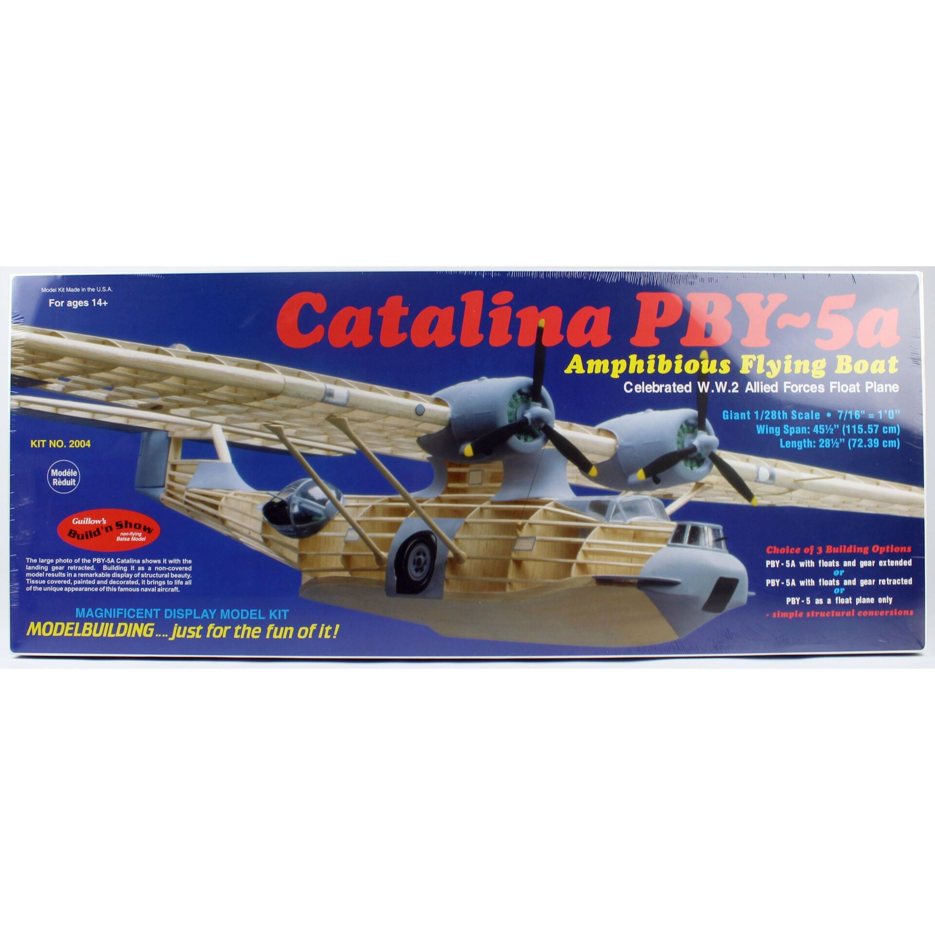 Guillow's 2004 1/28 Ölçek, PBY-5a Catalina, 115cm, Balsa, Serbest Uçuş Model Kiti