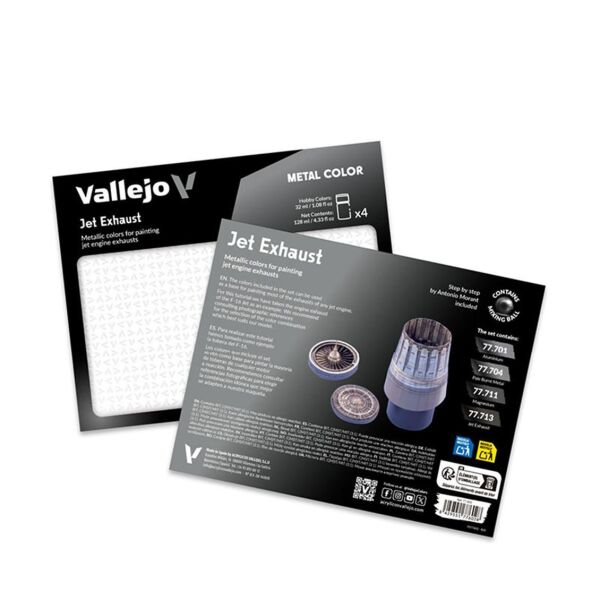 Vallejo 77602 4x32 ml. Jet Exhaust, Metal Color Serisi Boya Seti