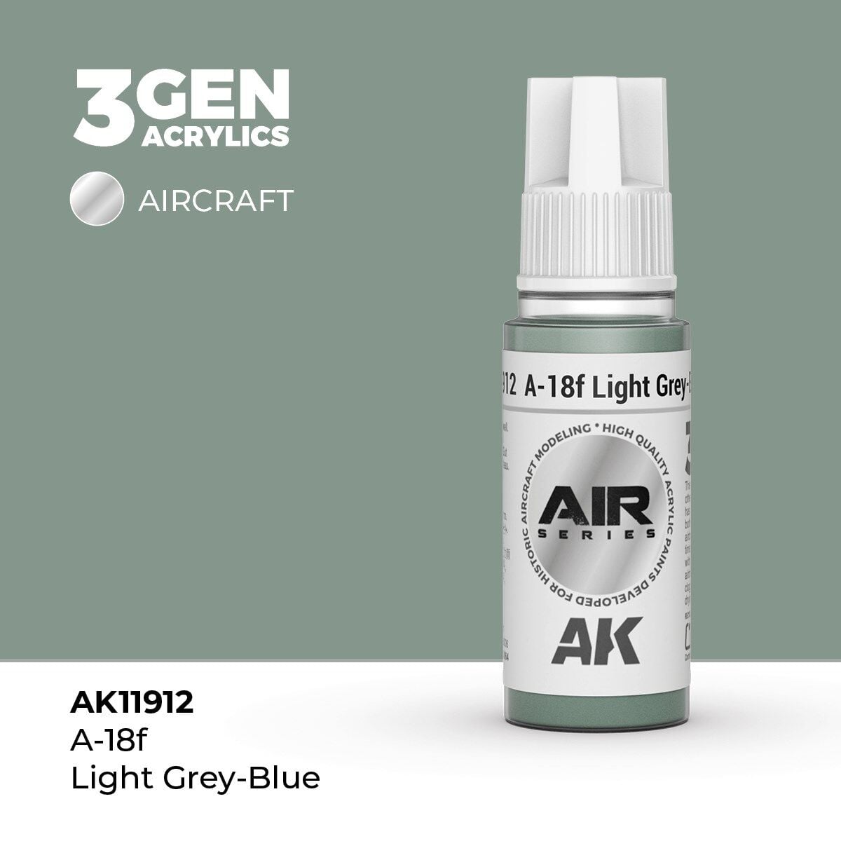 AK 11912 17 ml. A-18f Light Grey-Blue, Aircraft Serisi 3GEN Akrilik Model Boyası