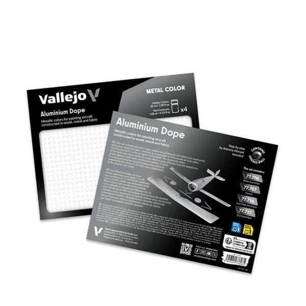 Vallejo 77603 4x32 ml. Aluminium Dope WWI & Early WWII, Metal Color Serisi Boya Seti