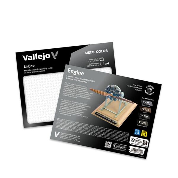 Vallejo 77604 4x32 ml. Engine, Metal Color Serisi Boya Seti