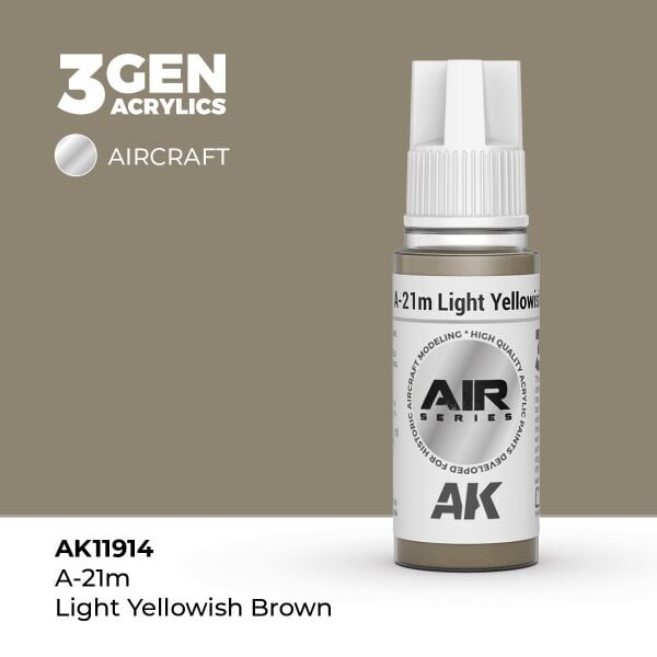 AK 11914 17 ml. A-21m Light Yellowish Brown, Aircraft Serisi 3GEN Akrilik Model Boyası