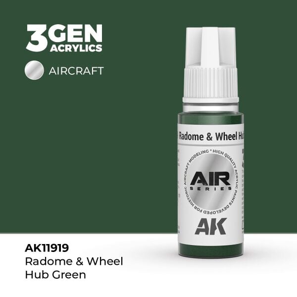 AK 11919 17 ml. Radome & Wheel Hub Green, Aircraft Serisi 3GEN Akrilik Model Boyası