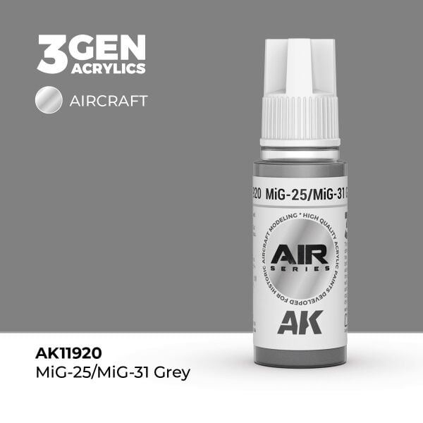 AK 11920 17 ml. MiG-25/MiG-31 Grey, Aircraft Serisi 3GEN Akrilik Model Boyası