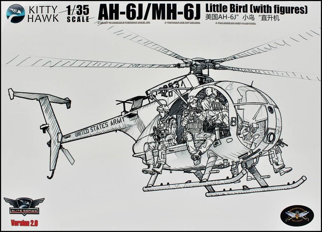Kitty Hawk 50004 1/35 Ölçek, AH-6J/MH-6J (Little Bird), 6xResin Figürlü, Askeri Helikopter, Plastik Model kiti