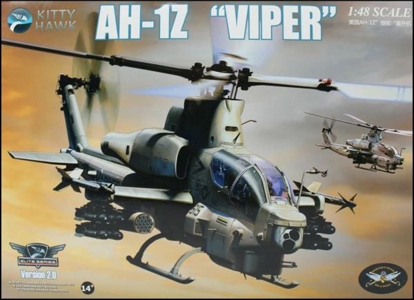 Kitty Hawk 80125 1/48 Ölçek, AH-1Z Viper (Version 2.0) Askeri Helikopter ve 2 Resin Figür, Plastik Model kiti