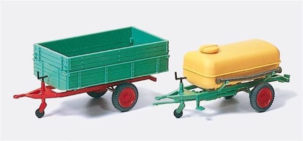 Preiser 17917 1/87 Ölçek, Traktör Römorku, Boyanmış Plastik Modelleri, 2 Adet