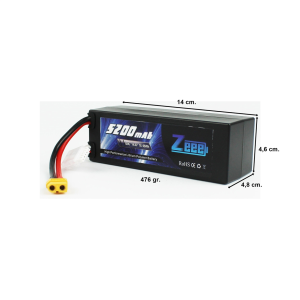 Zeee Power 4S, 14.8 Volt, 5200 mAh, 100C, XT60 Fişli, Li-Po Pil