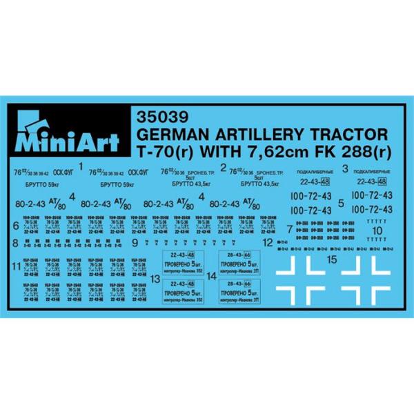 MiniArt Alman Topçu Traktörü T-70(r) & 7,62cm Top FK288(r)