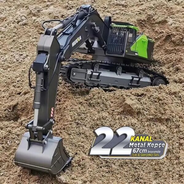 Huina 1593 Ekskavatör 1/14 22 Kanal Metal Kepçeli