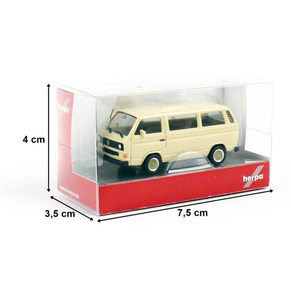 Herpa 420914-002 1/87 Ölçek, VW T3 Minibüs, Bej, Sergilemeye Hazır Model Araç
