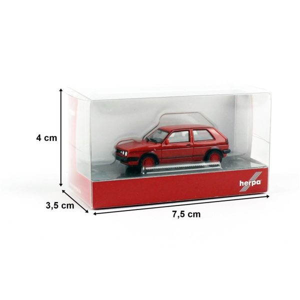 Herpa 420846-002 1/87 Ölçek, VW Golf II GTI, Kırmızı, Sergilemeye Hazır Model Araç