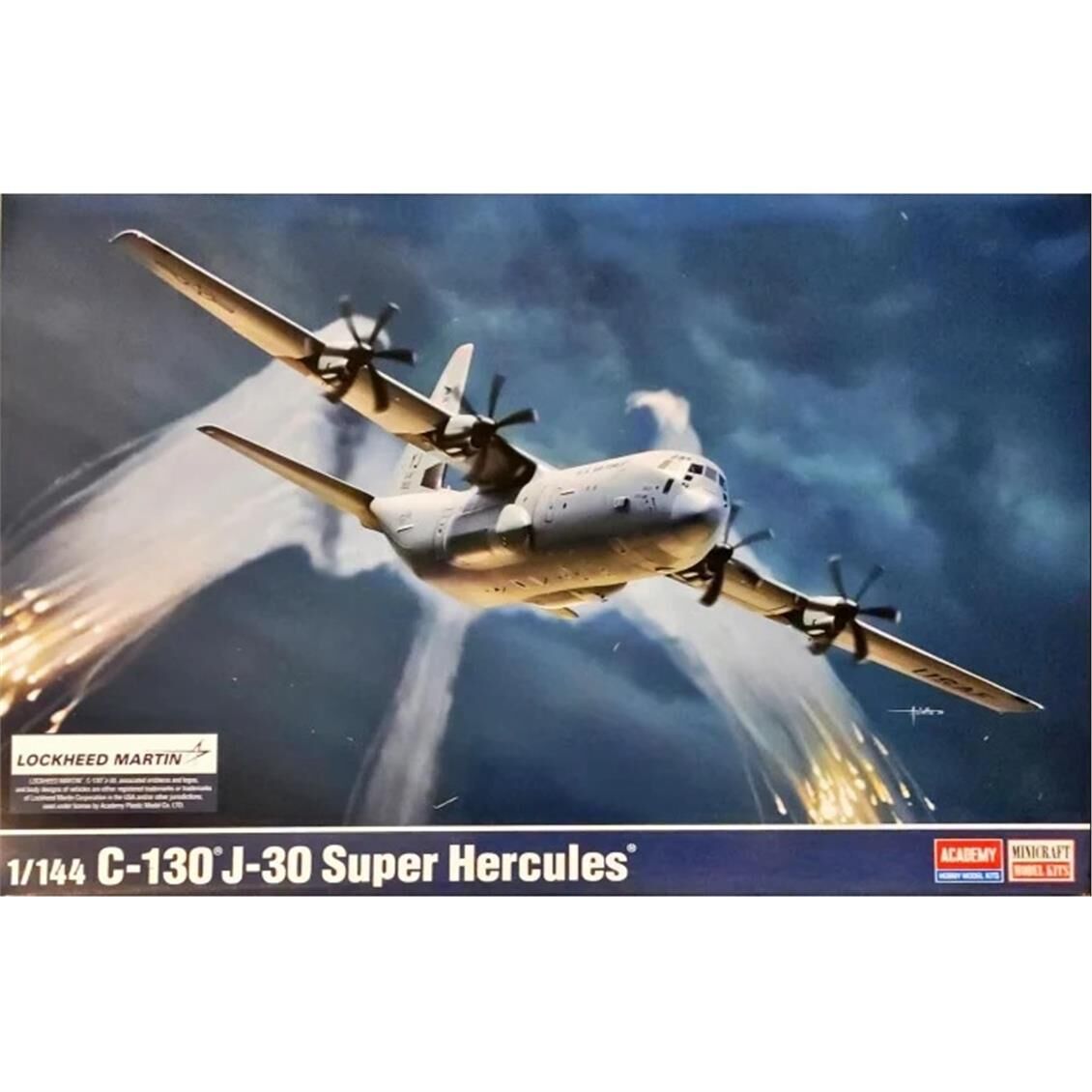 Academy 12631 1/144 C-130J-30 Super Hercules Askeri Nakliye Uçağı, Plastik Model Kiti