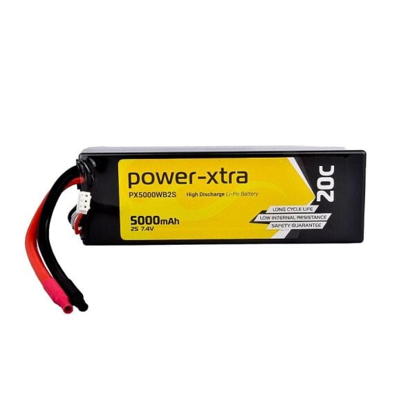 Power-Xtra 7.4V 5000 mAh 20C Li-Polymer Pil (Hard Case)