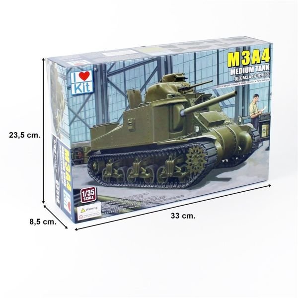 I Love Kit 63518 1/35 Ölçek, M3A4 Orta Sınıf Tankı,Plastik Model Kiti