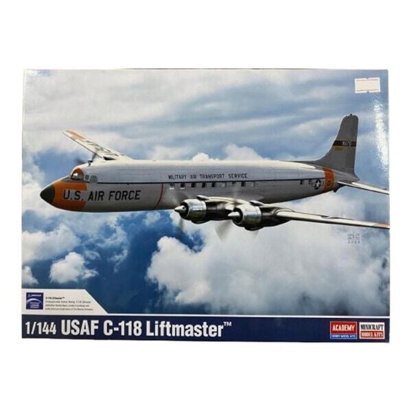 Academy 12634 1/144 USAF C-118 Liftmaster (DC-6) Askeri Kargo Uçağı, Plastik Model Kiti