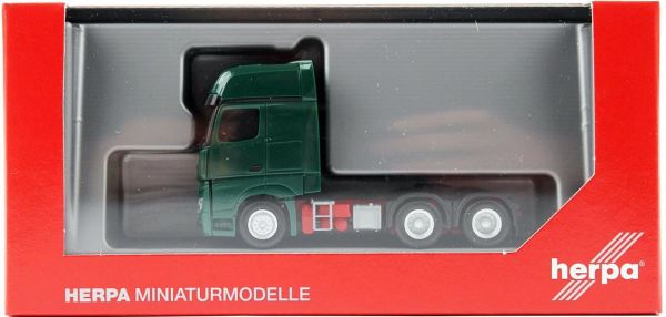 Herpa 305167-004 1/87 Ölçek, MB Actros 6x4 Çekici, Koyu Yeşil, Sergilemeye Hazır Model Araç