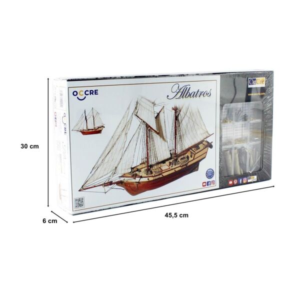 Occre 12500 1/100 Ölçek, Albatros, 57 cm. Yelkenli Sahil Muhafaza Gemisi, Ahşap Model Kiti