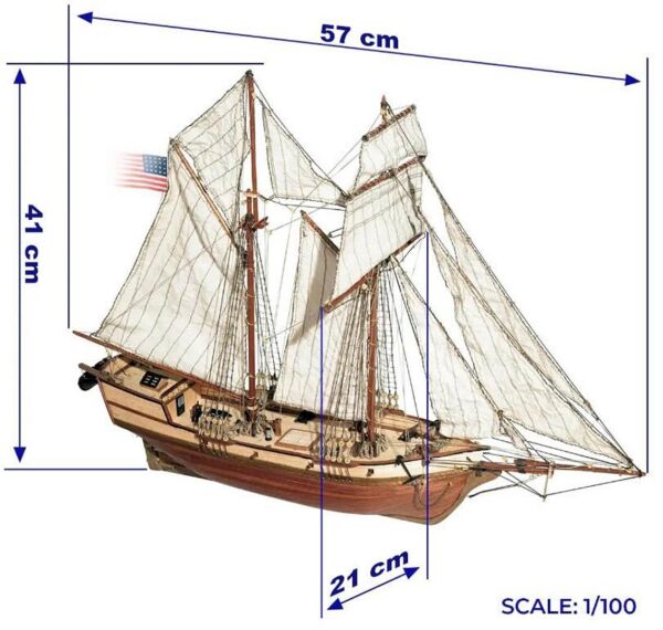Occre 12500 1/100 Ölçek, Albatros, 57 cm. Yelkenli Sahil Muhafaza Gemisi, Ahşap Model Kiti