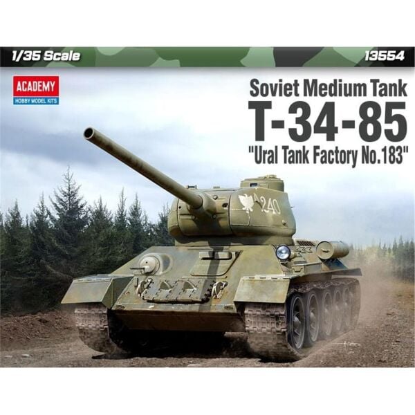 Academy 13554 1/35 Soviet Medium T-34-85 (Ural Tank Factory No. 183) Tankı, Plastik Model Kiti