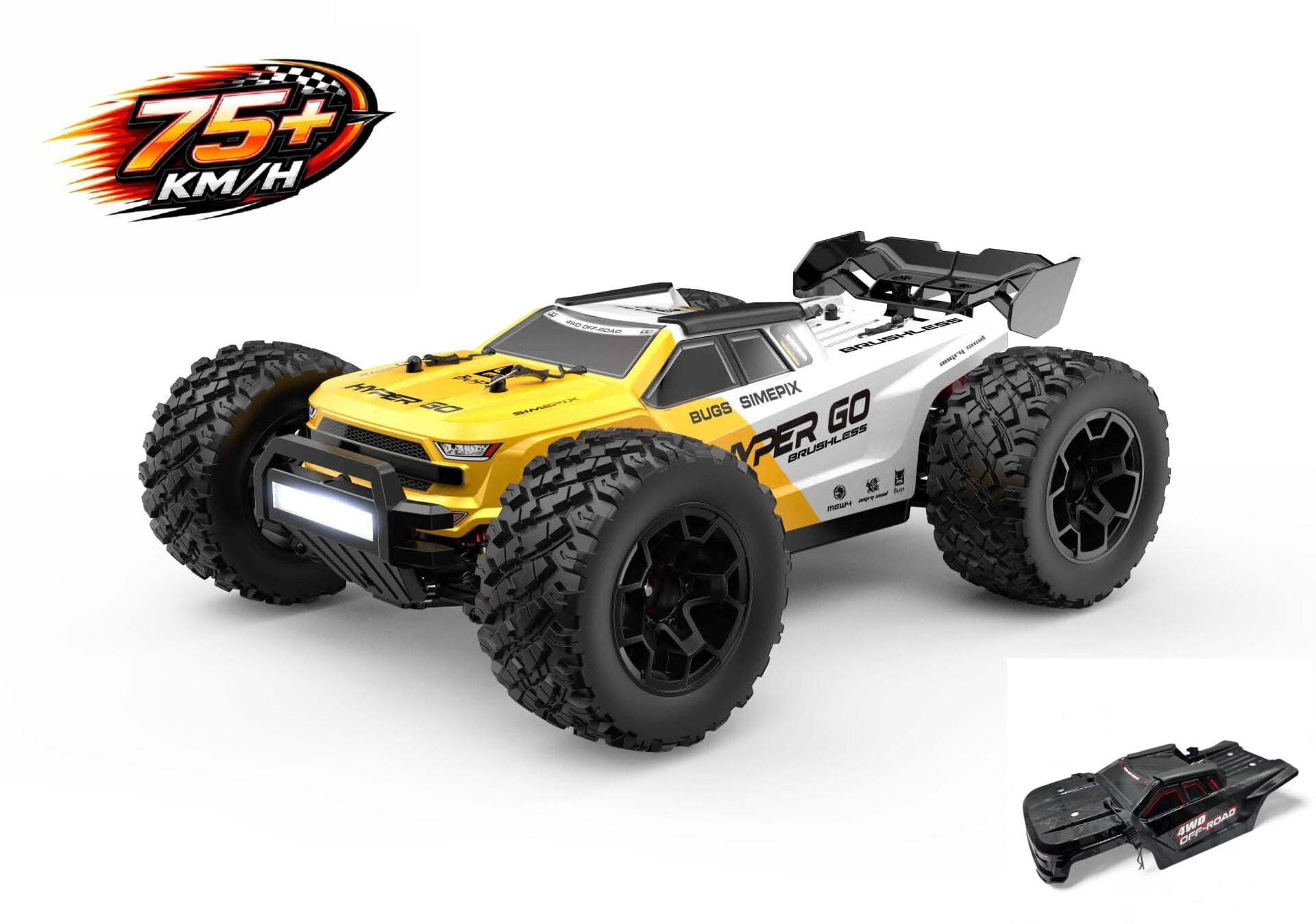 MJX 1/14 Hyper GO 14207 4x4 Fırçasız (Brushless) Motor ve Escli, Su Geçirmez (Waterproof) 2.4 Ghz. Uzaktan Kumandalı Arazi Aracı 3S Li-Po Versiyon + Yedek Kaporta