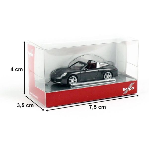 Herpa 038867-002 1/87 Ölçek, Porsche 911 Targa 4, Gri, Sergilemeye Hazır Model Araç
