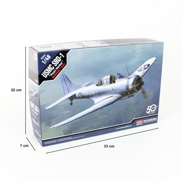 Academy 12331 1/48 Ölçek, USMC SBD-1 (Pearl Harbor) Savaş Uçağı, Plastik Model kiti